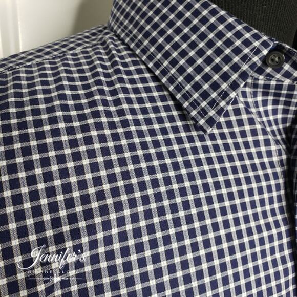 3/$25 Jos. A. Bank Men's Blue White Check Casual Shirt Size Large - Picture 5 of 10